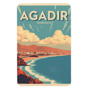 Magnet Flexible Ville balnéaire vintage Agadir souvenirs de voyage