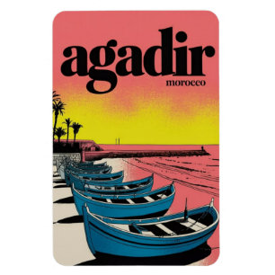 Magnet Flexible Ville balnéaire vintage Agadir souvenirs de voyage