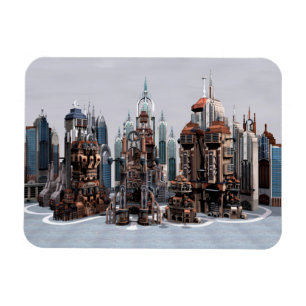Magnet Flexible Ville de fantasy futuriste Art de paysage urbain S