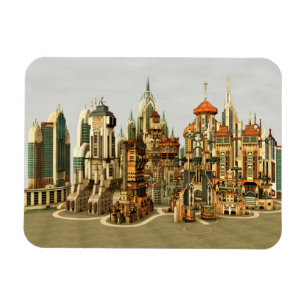 Magnet Flexible Ville de fantasy futuriste Art de paysage urbain S