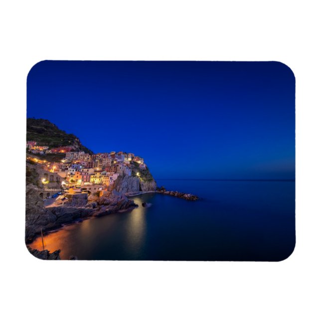 Magnet Flexible Ville de Manarola dans les Cinque Terre en soirée (Horizontal)