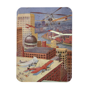 Magnet Flexible Ville de science-fiction vintage, Victorian Steam 