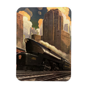 Magnet Flexible Ville vintage, train duplex T1 sur les voies ferré