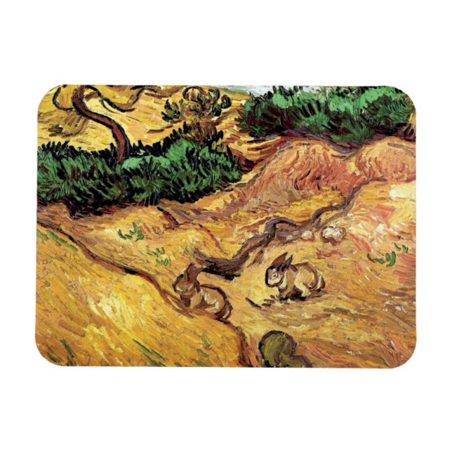 Magnet Flexible Vincent Van Gogh - Champ avec deux lapins Beaux-Ar (Horizontal)