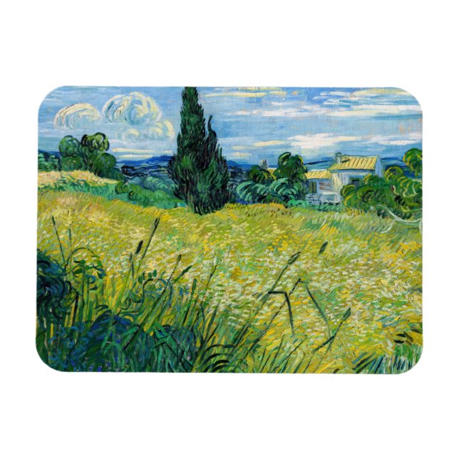 Magnet Flexible Vincent van Gogh - Champ de blé vert avec Cypress (Horizontal)