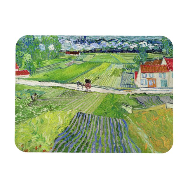 Magnet Flexible Vincent van Gogh - Paysage avec transport et train (Horizontal)