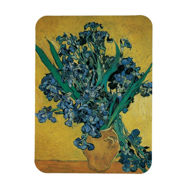 Magnet Flexible Vincent van Gogh - Vase avec iris Fond jaune (Vertical)