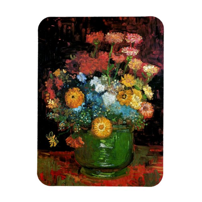Magnet Flexible Vincent Van Gogh - Vase Avec Zinnias Art (Vertical)