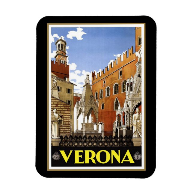 Magnet Flexible Vintage affiche de voyage, Vérone, Italie, (Vertical)