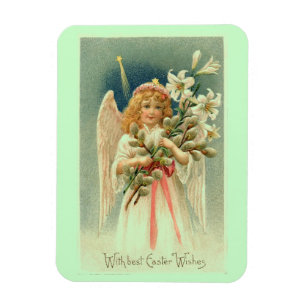 Magnet Flexible Vintage Angel With Lilies Easter