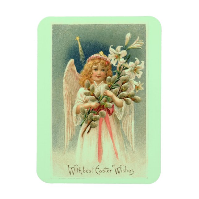 Magnet Flexible Vintage Angel With Lilies Easter (Vertical)