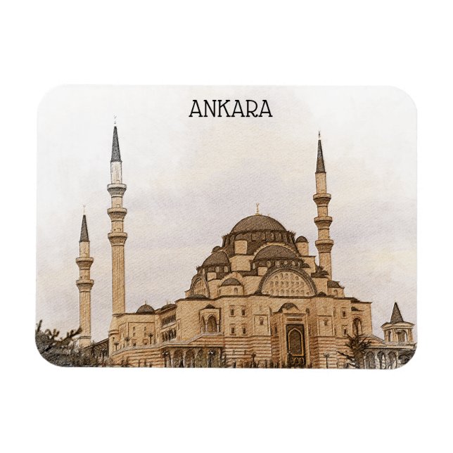 Magnet Flexible Vintage Ankara Turquie Kocatepe Vue Mosquée (Horizontal)