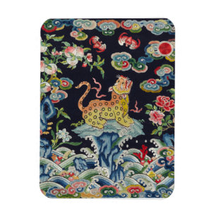 Magnet Flexible vintage antique léopard fleurs broderie textile