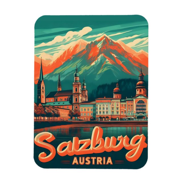 Magnet Flexible Vintage Autriche capitale salzbourg skyline (Vertical)