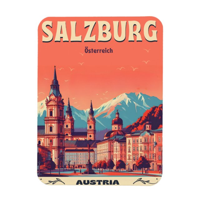 Magnet Flexible Vintage Autriche capitale salzbourg skyline (Vertical)