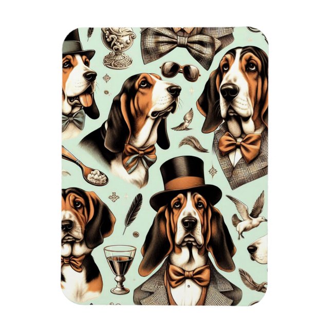 Magnet Flexible Vintage Basset Hound sans joint (Vertical)