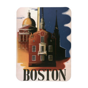 Magnet Flexible Vintage Boston, Massachusetts La chevauchée de Pau