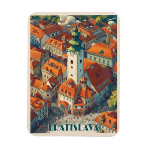 Magnet Flexible Vintage Bratislava Slovaquie Voyage, Vieille Ville