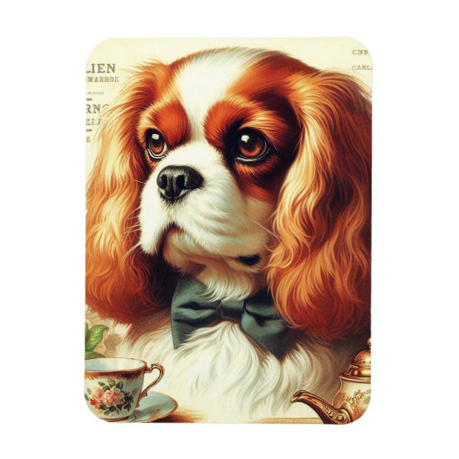 Magnet Flexible Vintage Cavalier King Charles Peinture espagnole (Vertical)
