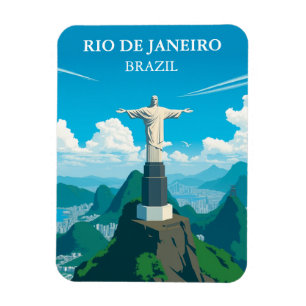 Magnet Flexible Vintage Christ rédempteur Rio Brésil Voyage