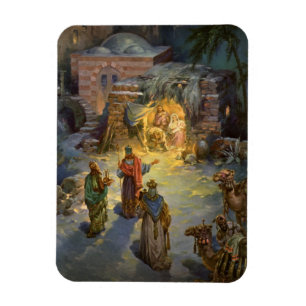 Magnet Flexible Vintage Christmas Nativity with Visiting Magi