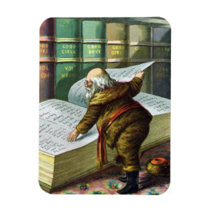 Magnet Flexible Vintage Christmas, Père Noël Naughty Nice Liste