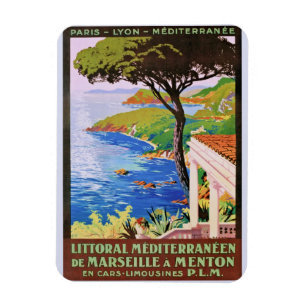 Magnet Flexible Vintage Côte d'Azur Annonce voyage France Poster