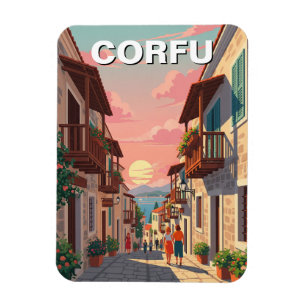 Magnet Flexible Vintage coucher de soleil Corfou Grèce Voyage