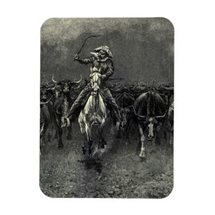 Magnet Flexible Vintage Cowboys, un stampede de Frederic Remington