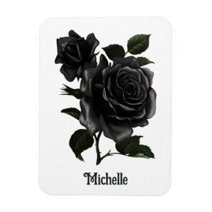 Magnet Flexible Vintage gothique noir Roses personnalisés