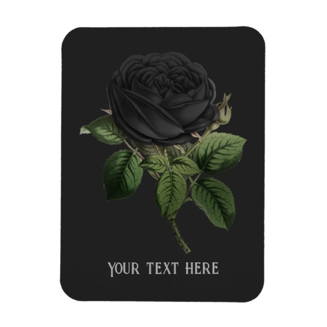 Magnet Flexible Vintage gothique noir Roses personnalisés (Vertical)