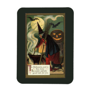 Magnet Flexible Vintage Halloween sorcière Stirring Magique Cauldr