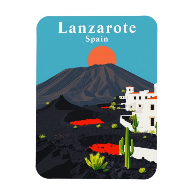 Magnet Flexible Vintage Lanzarote Espagne Voyage Souvenir (Vertical)