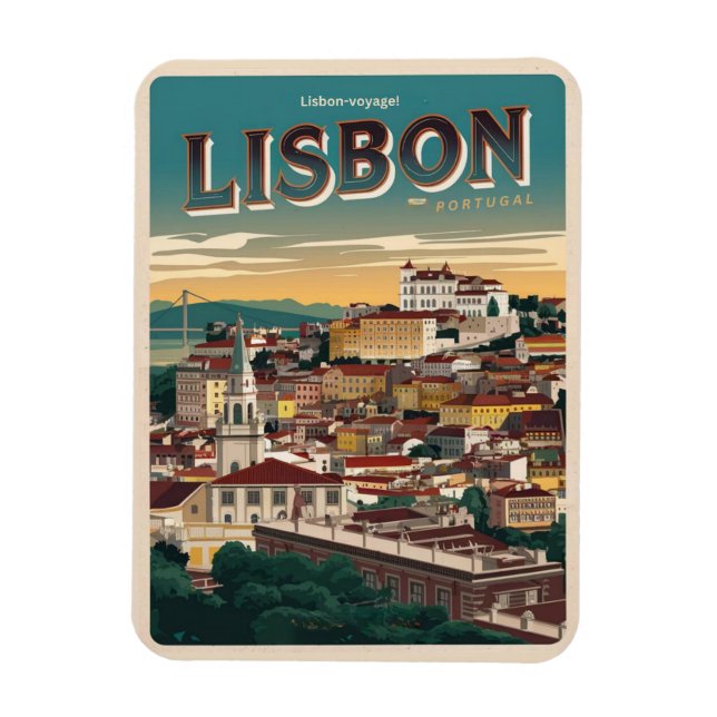 Magnet Flexible Vintage lisbon portugal cadeaux de voyage et souve (Vertical)
