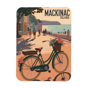 Magnet Flexible Vintage Mackinac Island Michigan avec cadeau Fleur