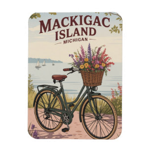 Magnet Flexible Vintage Mackinac Island Michigan avec cadeau Fleur