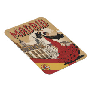 Magnet Flexible Vintage Madrid Espagne flaminco souvenirs, cadeaux