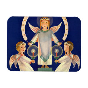 Magnet Flexible Vintage Noël, anges scandinaves Santa Lucia
