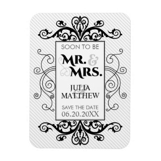 Magnet Flexible Vintage Noir Économisez Le Mariage Date