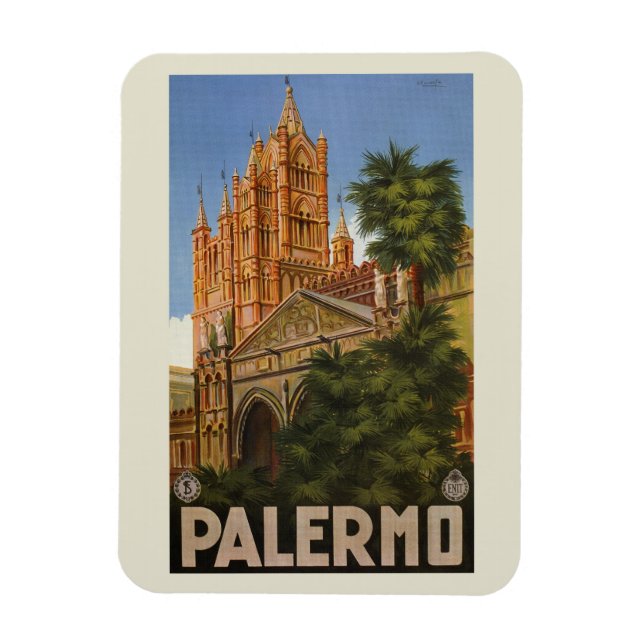 Magnet Flexible vintage Palermo Sicile Voyage italien ad (Vertical)