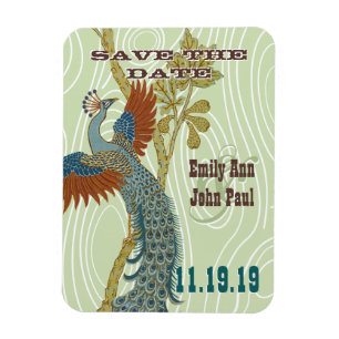 Magnet Flexible Vintage Peacock Woodgrain Enregistrer la date