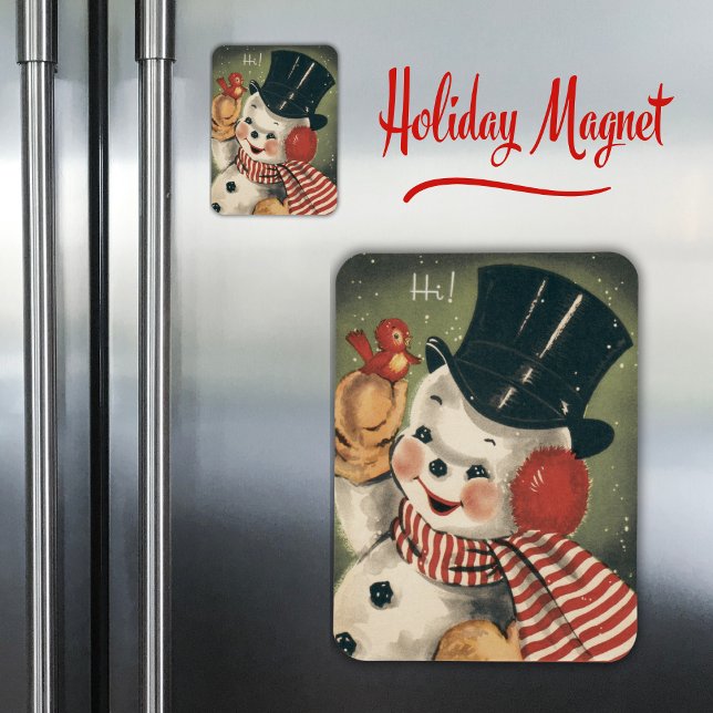 Magnet Flexible Vintage Retro Snowman Holiday (Vintage Retro Snowman Holiday Magnet)