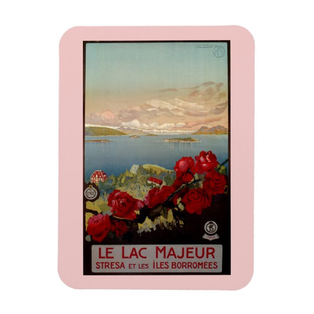 Magnet Flexible Vintage romantique Lac Majeur Italie Voyage (Vertical)