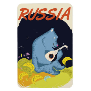Magnet Flexible Vintage Russia Bear affiche de voyage