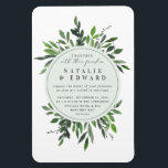 Magnet Flexible Vintage rustique aquarelle cadre feuillu mariage<br><div class="desc">Vintage faire-part de mariage aquarelle rustique à cadre feuillu. Cadre géométrique avec aquarelle feuillage feuillu. Partie d'une collection.</div>