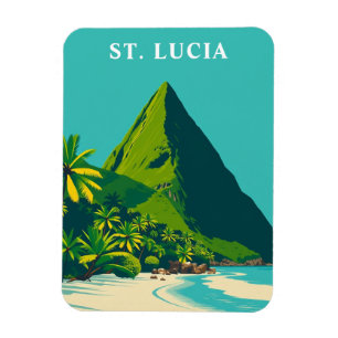 Magnet Flexible Vintage Saint-Lucie Caraïbes Voyage Souvenir