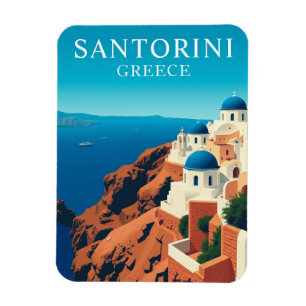 Magnet Flexible Vintage Santorin Grèce Maisons blanches Voyage