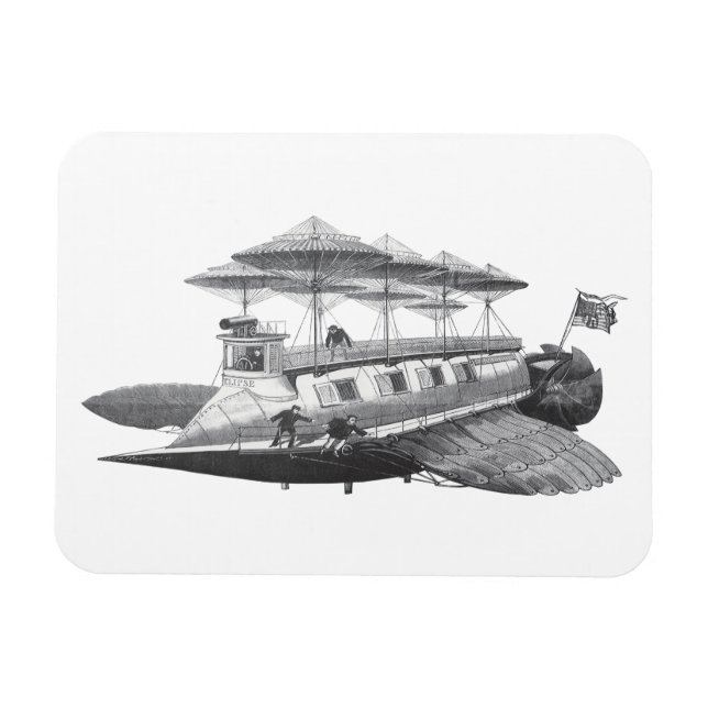 Magnet Flexible Vintage Science Fiction Steampunk Airship Eclipse (Horizontal)