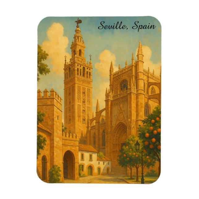 Magnet Flexible Vintage Seville Spain Andalusia Travel (Vertical)