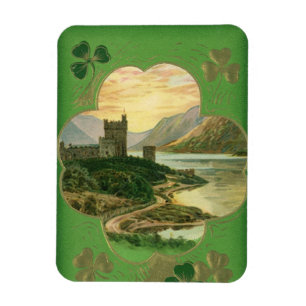 Magnet Flexible Vintage St. Patricks Day Greetings Castle Shamrock